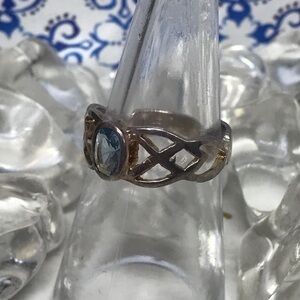 Sterling silver ring with light blue stone